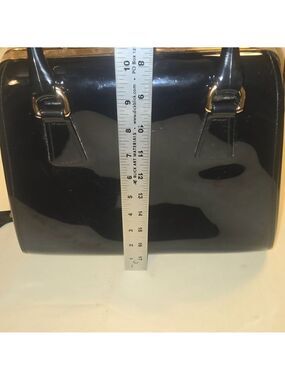 Furla Candy‎ Bag Black Patent PVC Jelly Satchel Top Handle Bag